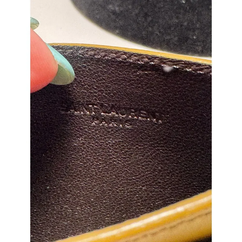 Saint Laurent Gold Leather Card Holder